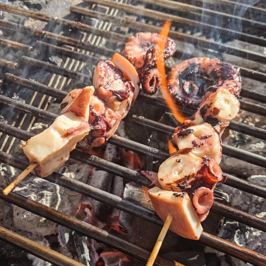 Calamaki - Charcoal grilled octopus skewers (Foodzooka)