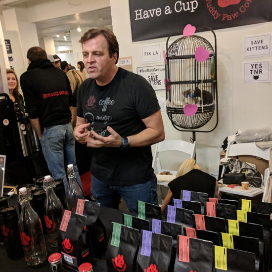 Muddy Paw Coffee - Owner Darren La Borie at CoffeeCon LA with Luxe Paws (Foodzooka)